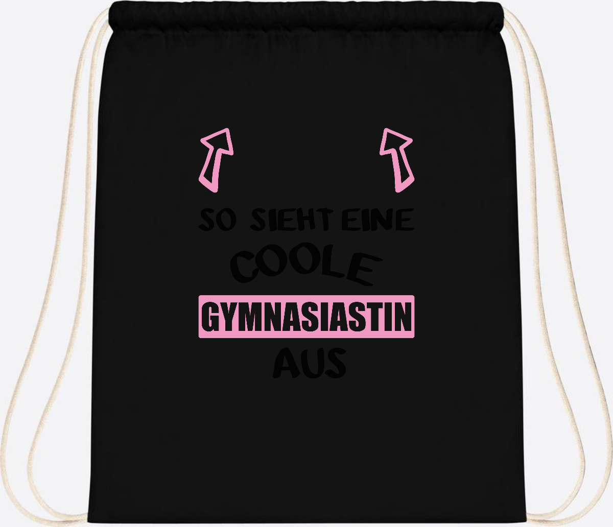 Turnbeutel Coole Gymnasiastin – Personalisiert mit Namen - Black