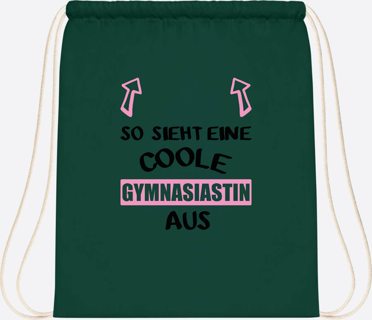 Turnbeutel Coole Gymnasiastin – Personalisiert mit Namen - Bottle Green