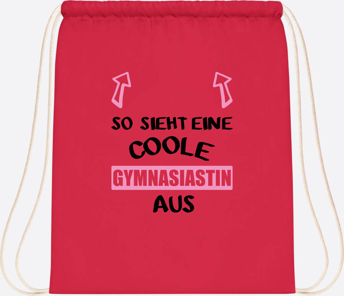 Turnbeutel Coole Gymnasiastin – Personalisiert mit Namen - Bright Red