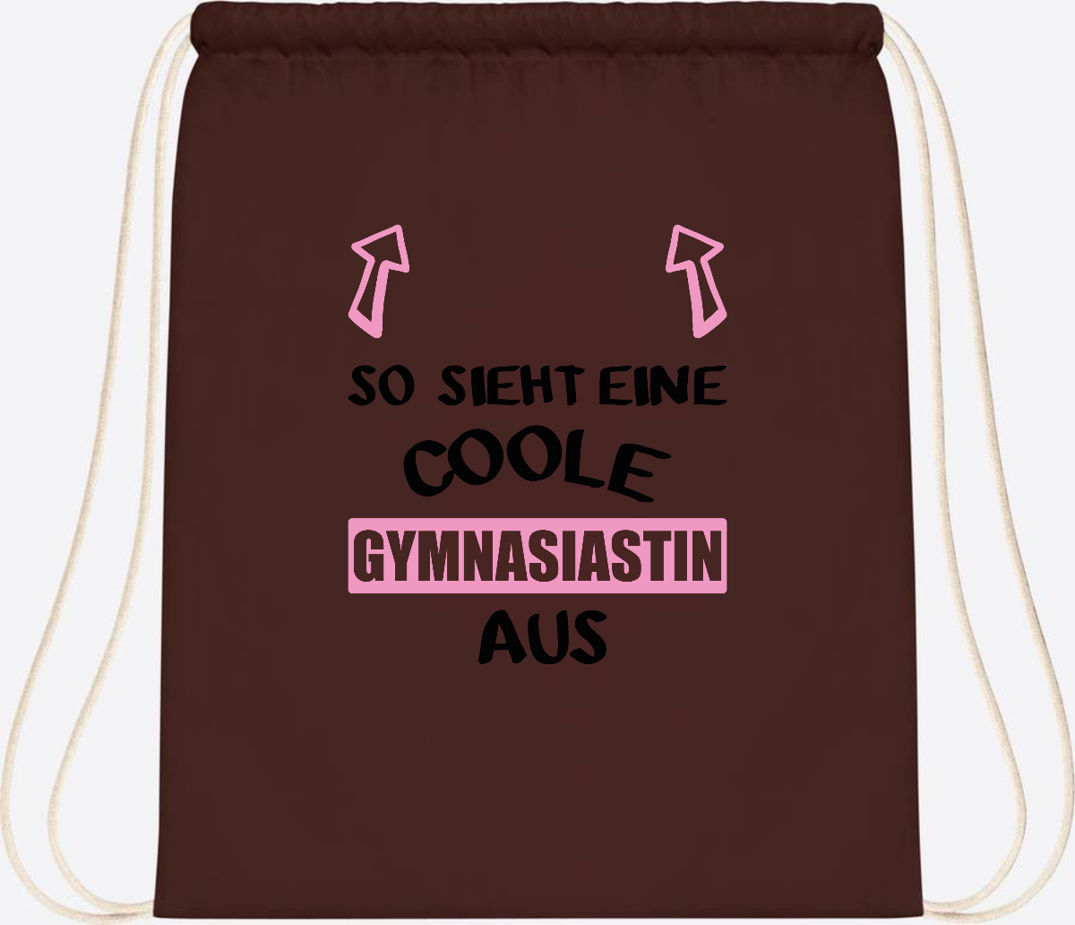 Turnbeutel Coole Gymnasiastin – Personalisiert mit Namen - Chocolate