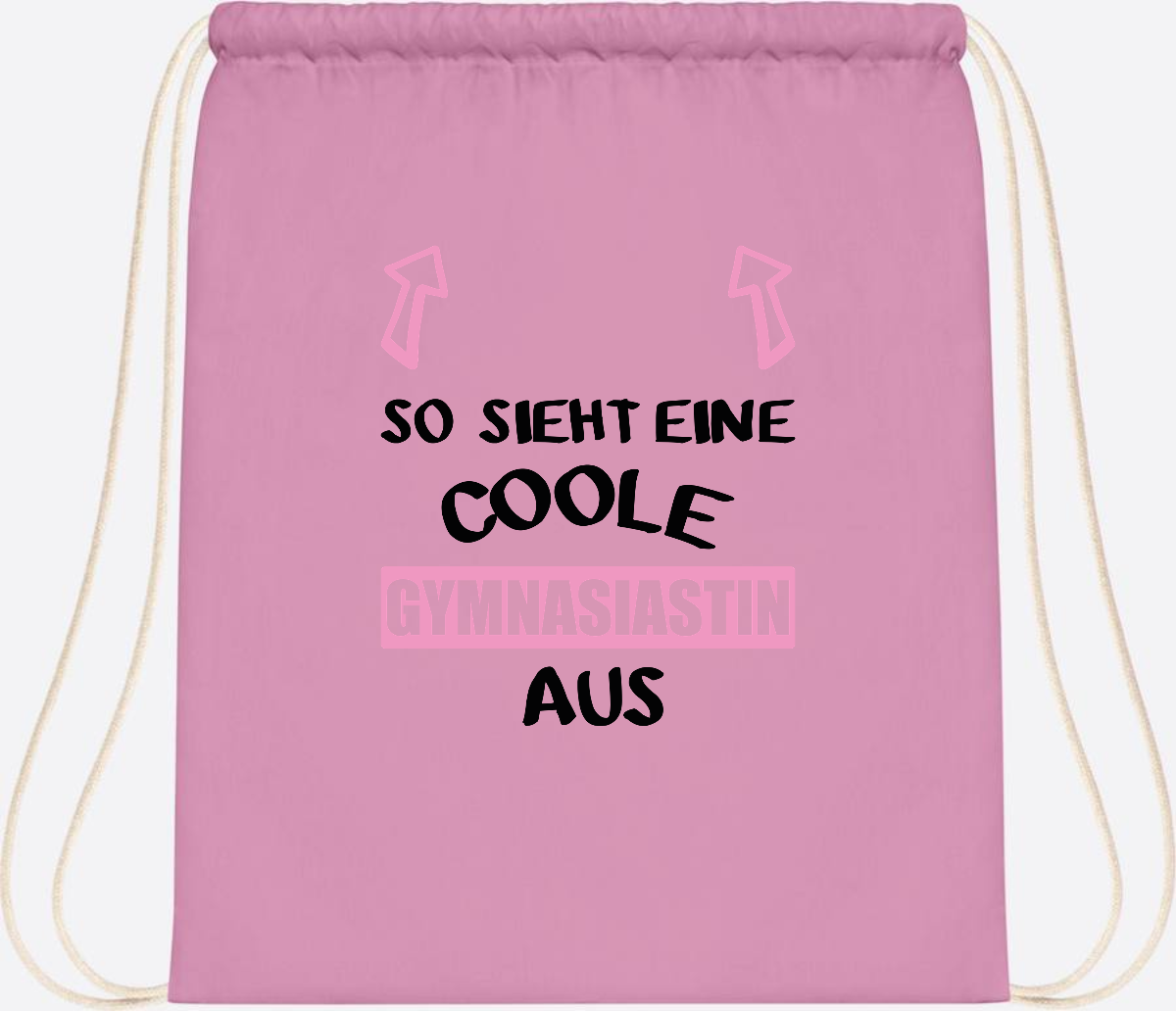 Turnbeutel Coole Gymnasiastin – Personalisiert mit Namen - Classic Pink/White