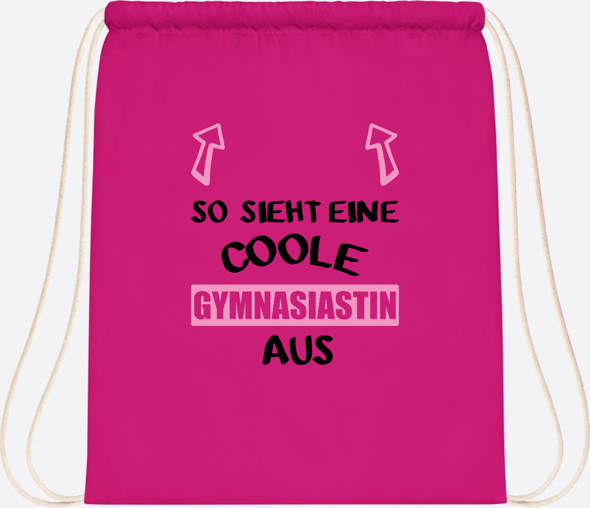 Turnbeutel Coole Gymnasiastin – Personalisiert mit Namen - Fuchsia
