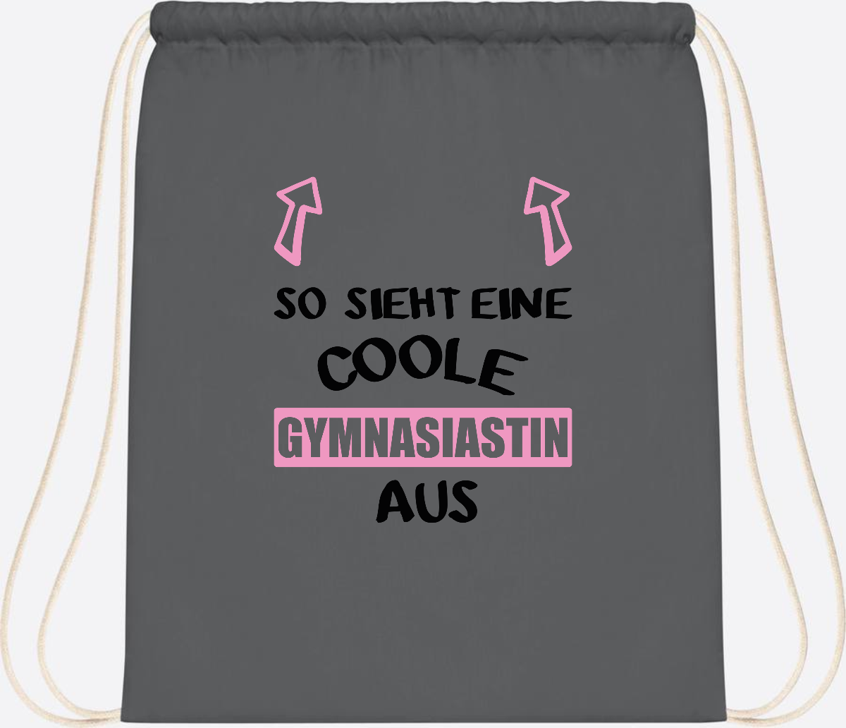 Turnbeutel Coole Gymnasiastin – Personalisiert mit Namen - Graphite Grey