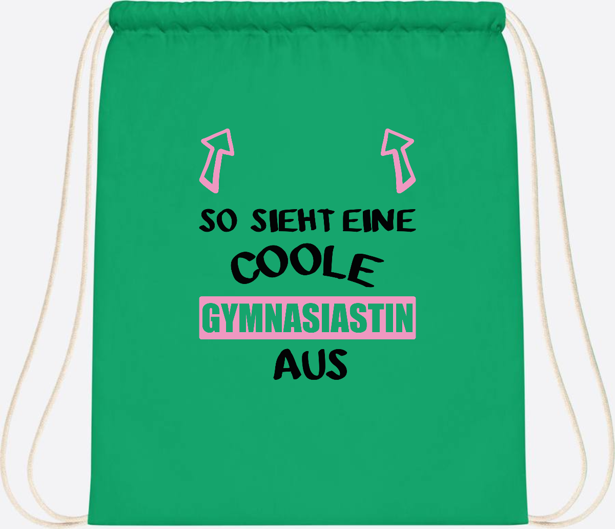 Turnbeutel Coole Gymnasiastin – Personalisiert mit Namen - Kelly Green