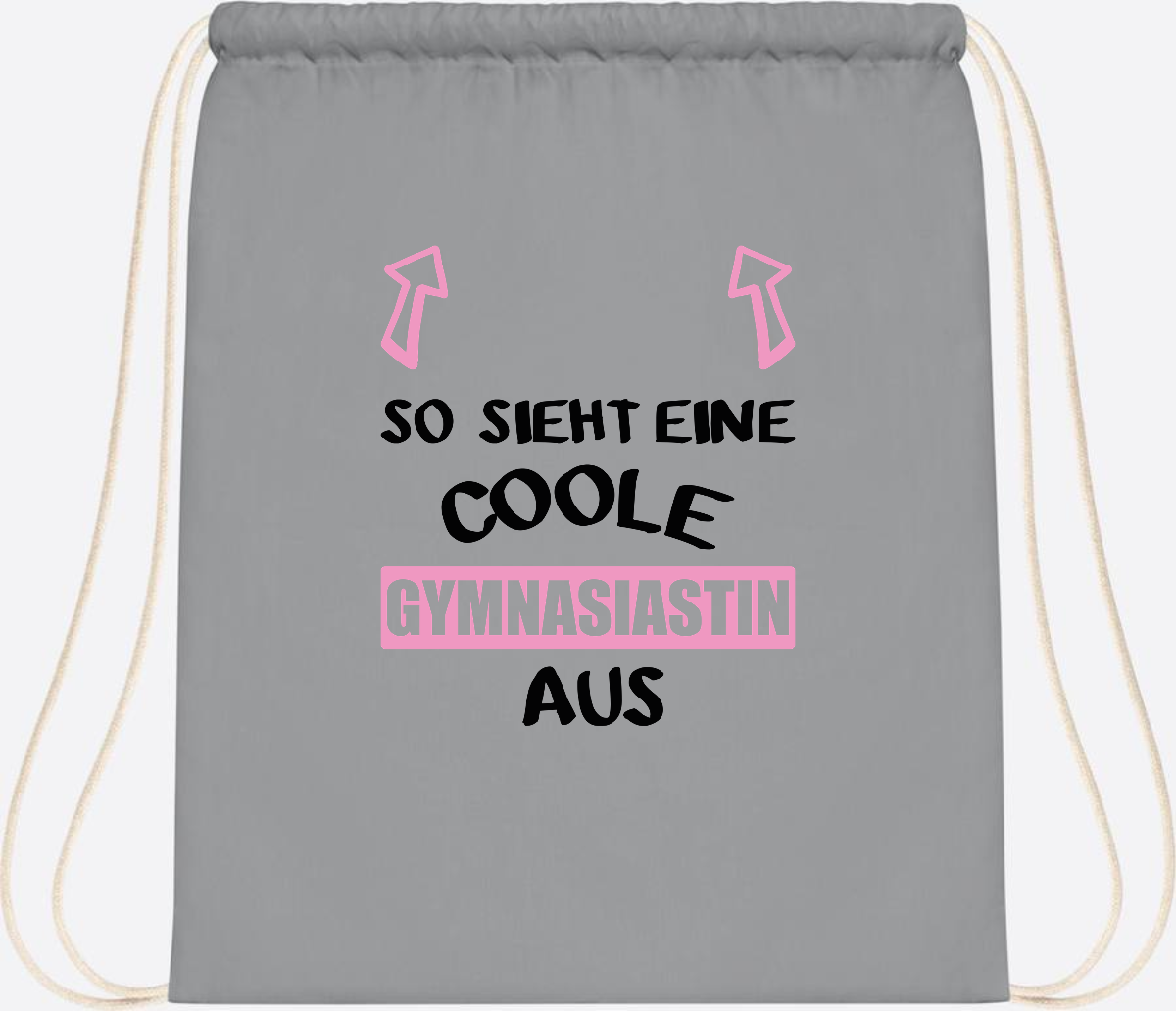 Turnbeutel Coole Gymnasiastin – Personalisiert mit Namen - Light Grey