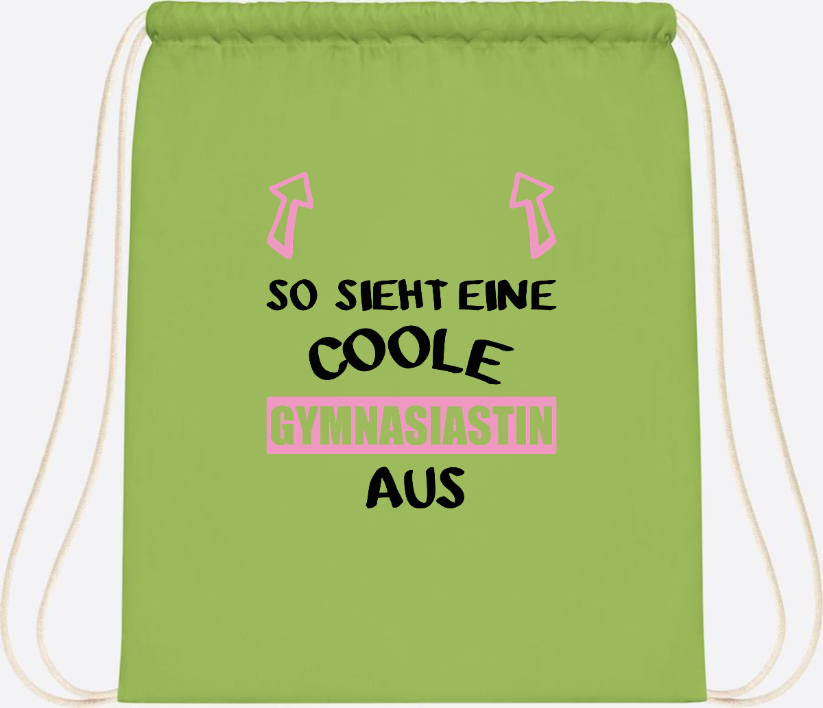 Turnbeutel Coole Gymnasiastin – Personalisiert mit Namen - Lime Green
