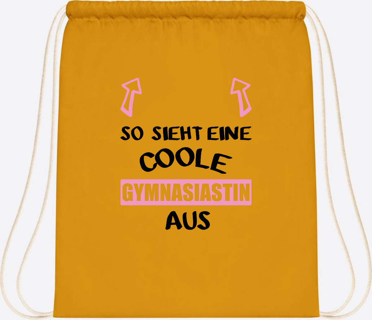 Turnbeutel Coole Gymnasiastin – Personalisiert mit Namen - Mustard