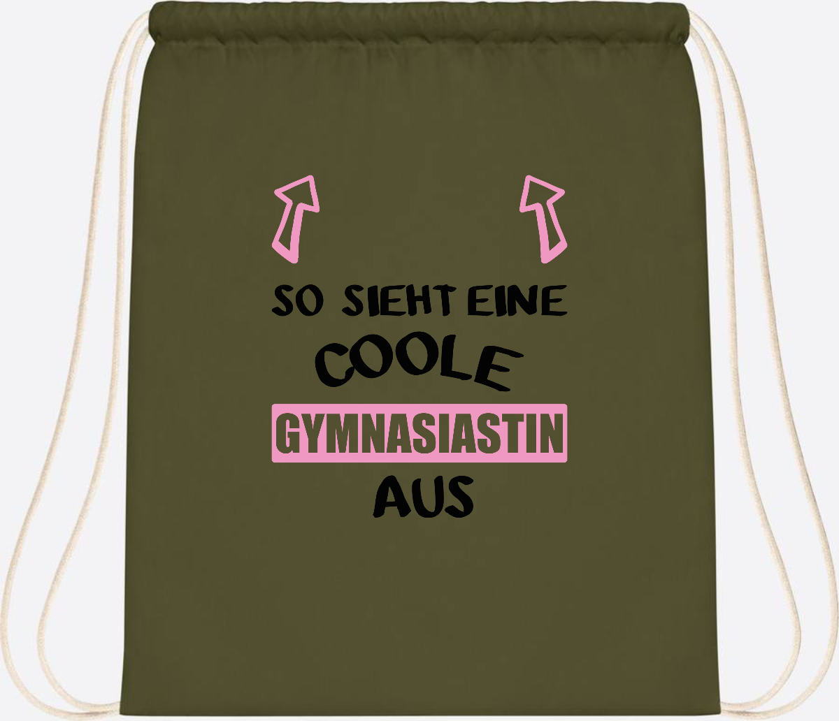 Turnbeutel Coole Gymnasiastin – Personalisiert mit Namen - Olive Green