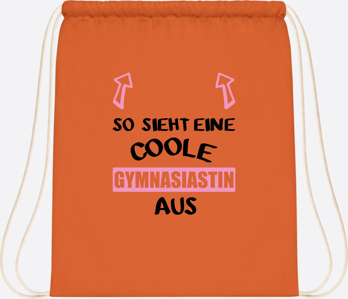 Turnbeutel Coole Gymnasiastin – Personalisiert mit Namen - Orange