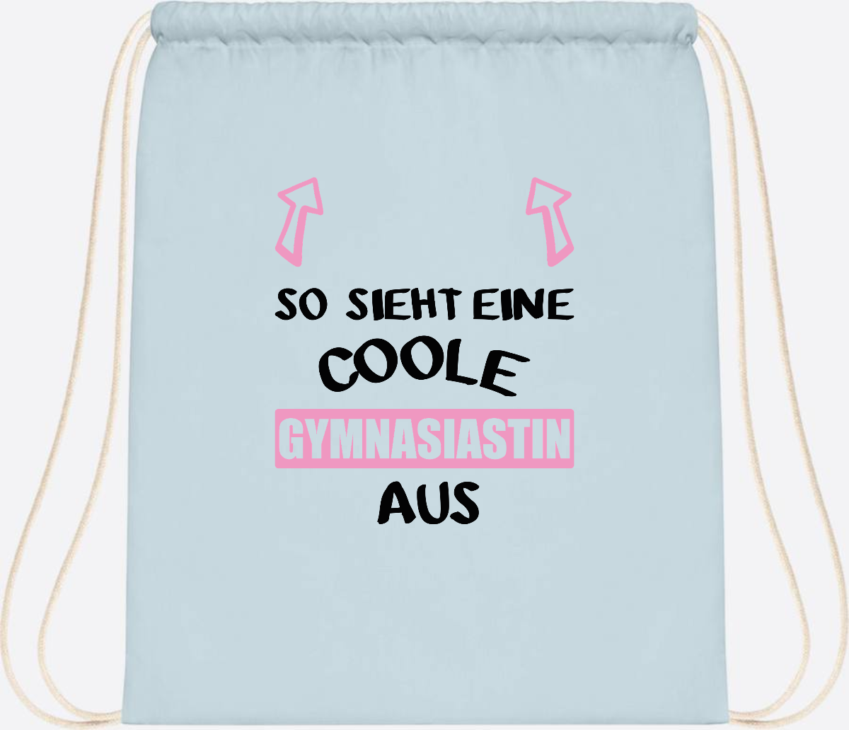 Turnbeutel Coole Gymnasiastin – Personalisiert mit Namen - Pastel Blue/White