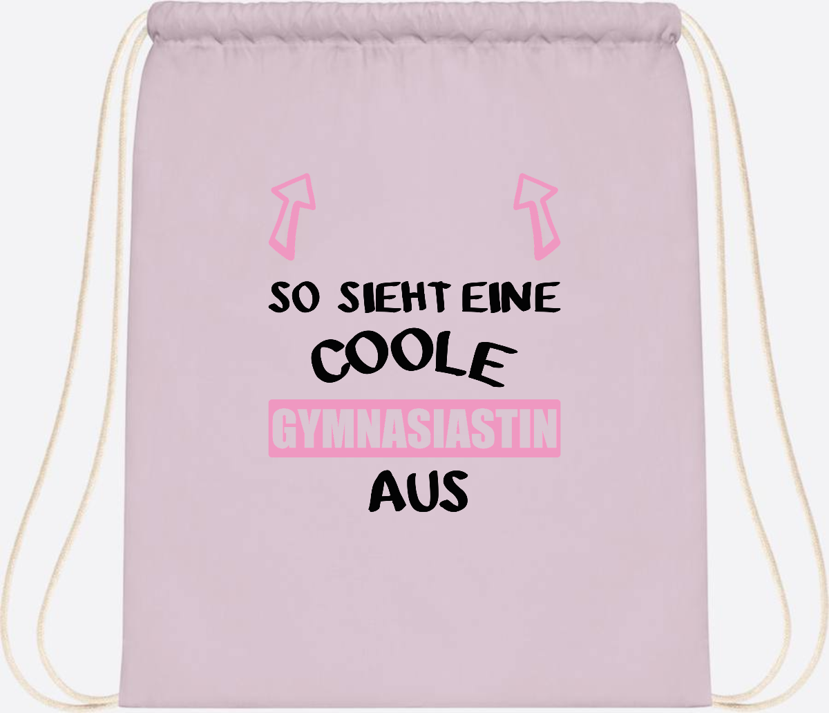 Turnbeutel Coole Gymnasiastin – Personalisiert mit Namen - Pastel Pink/White