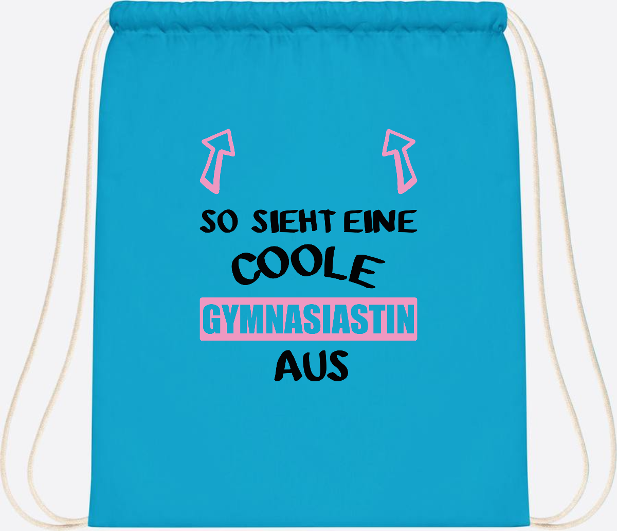 Turnbeutel Coole Gymnasiastin – Personalisiert mit Namen - Surf Blue
