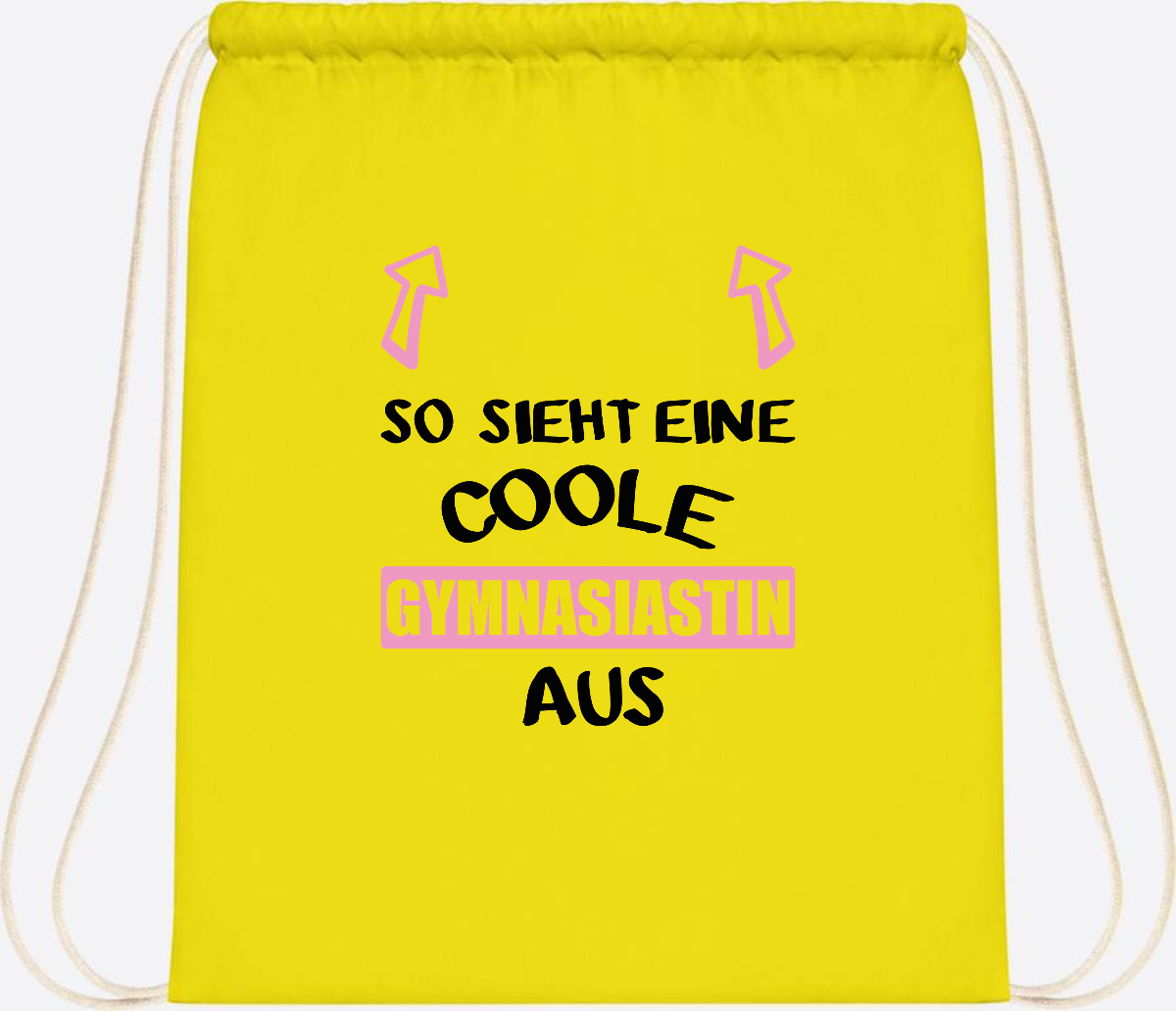 Turnbeutel Coole Gymnasiastin – Personalisiert mit Namen - Yellow
