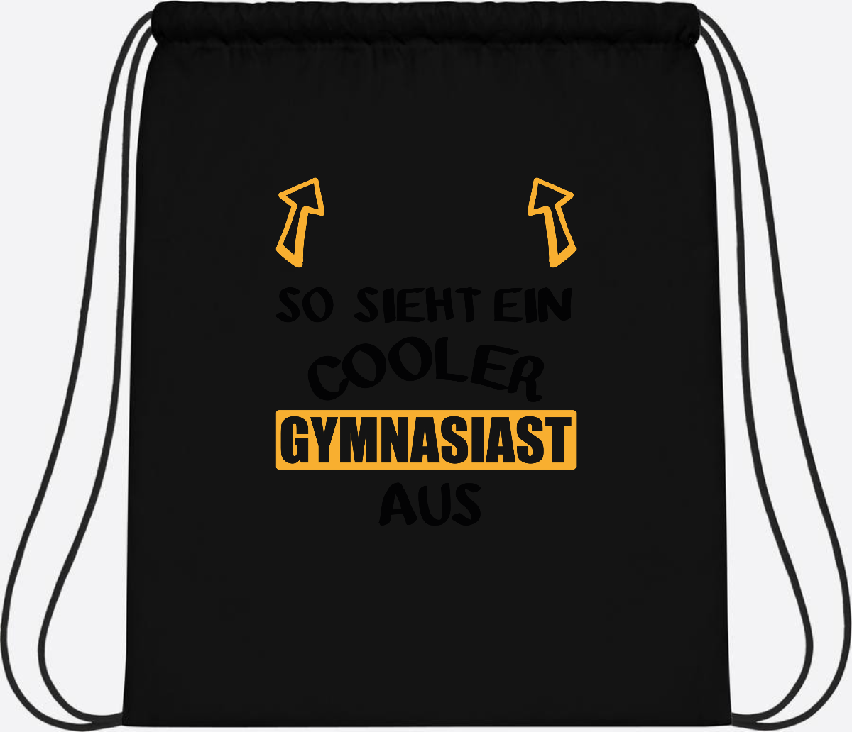 Turnbeutel Cooler Gymnasiast – Personalisiert mit Name - Black/Black