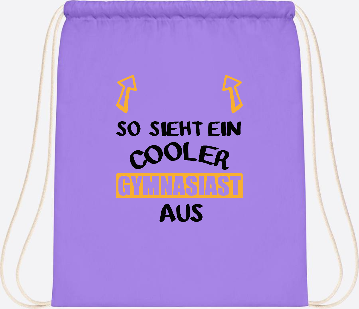 Turnbeutel Cooler Gymnasiast – Personalisiert mit Name - Lavender/White