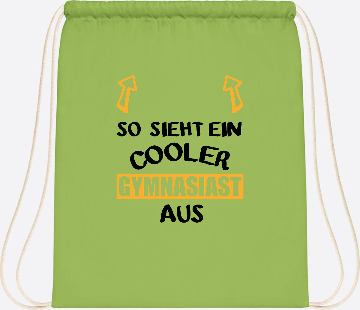Turnbeutel Cooler Gymnasiast – Personalisiert mit Name - Lime Green
