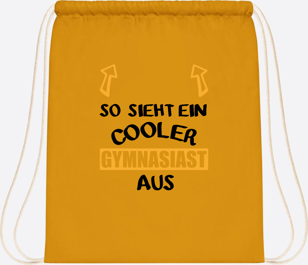 Turnbeutel Cooler Gymnasiast – Personalisiert mit Name - Mustard