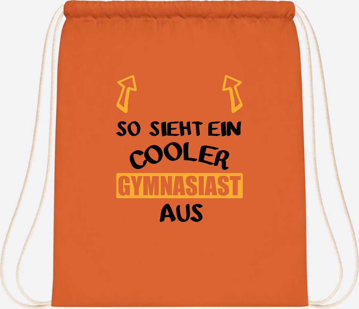 Turnbeutel Cooler Gymnasiast – Personalisiert mit Name - Orange