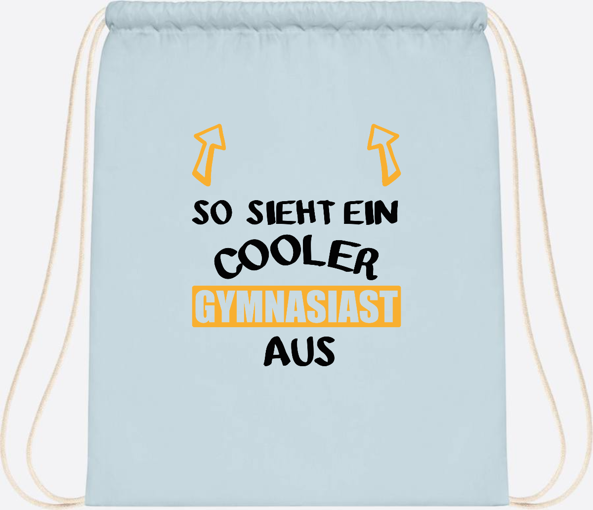 Turnbeutel Cooler Gymnasiast – Personalisiert mit Name - Pastel Blue/White