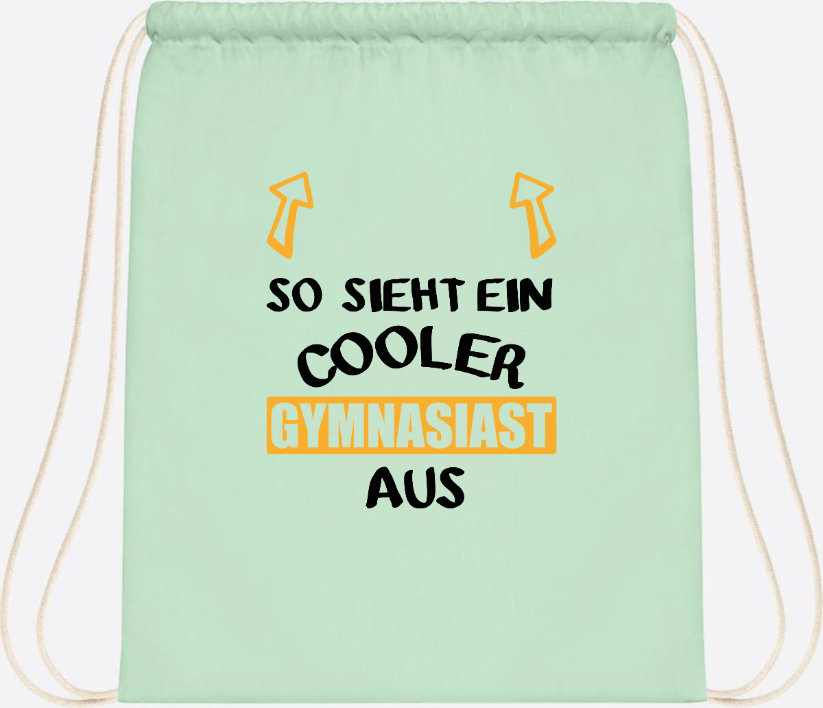 Turnbeutel Cooler Gymnasiast – Personalisiert mit Name - Pastel Mint/White