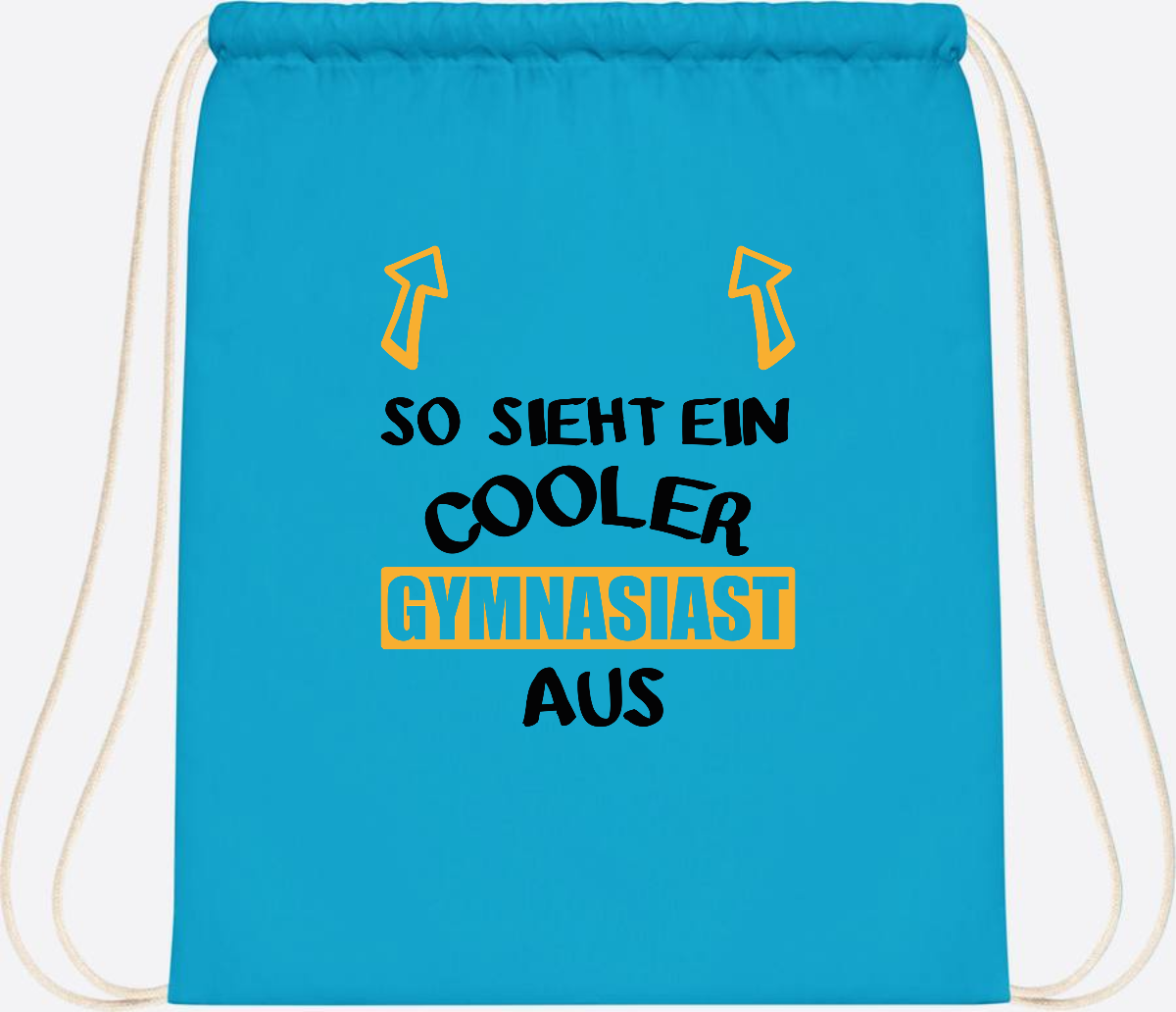 Turnbeutel Cooler Gymnasiast – Personalisiert mit Name - Surf Blue