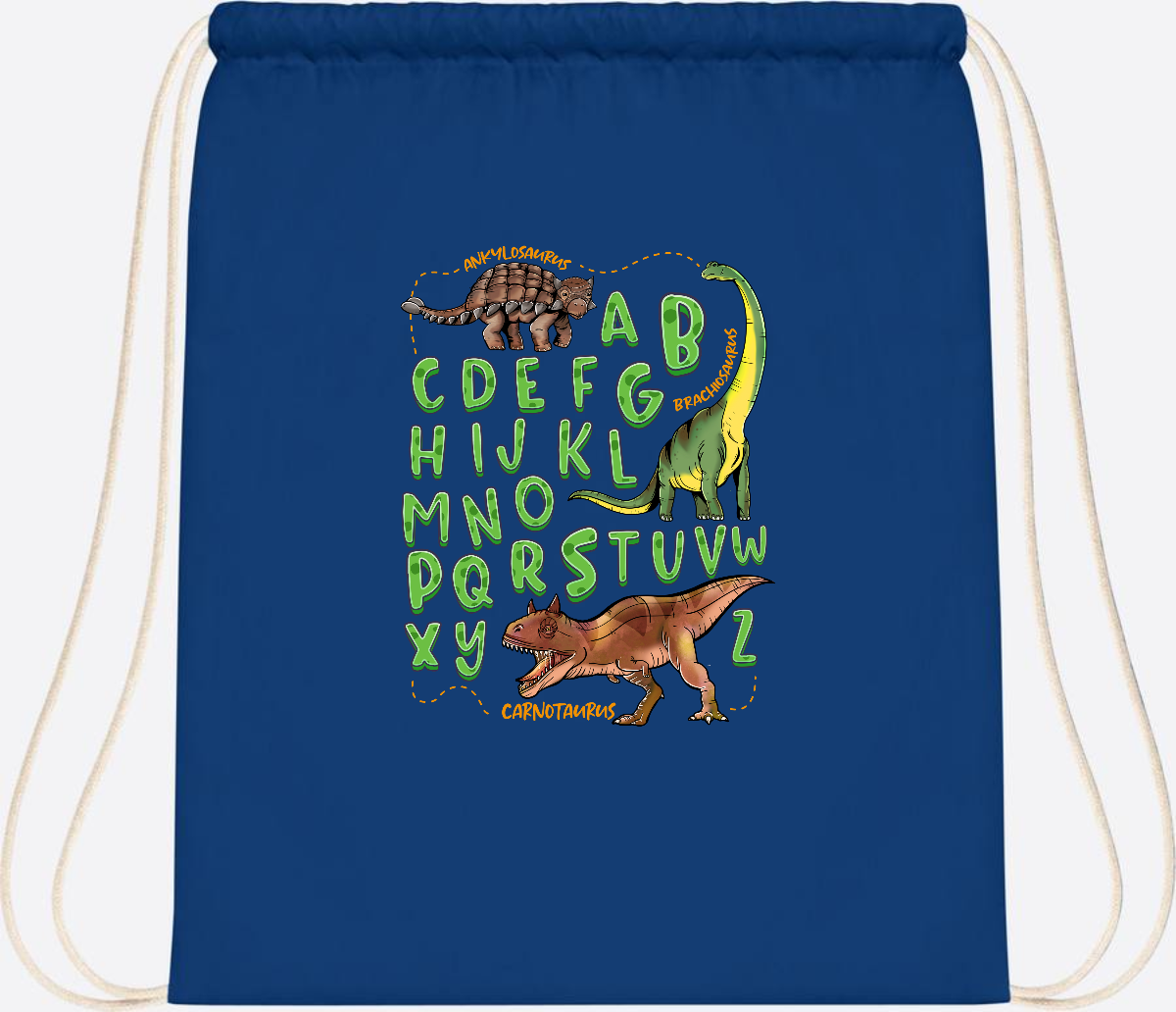 Turnbeutel Dino-Alphabet mit Namen – Geschenk zur Einschulung - Bright Royal