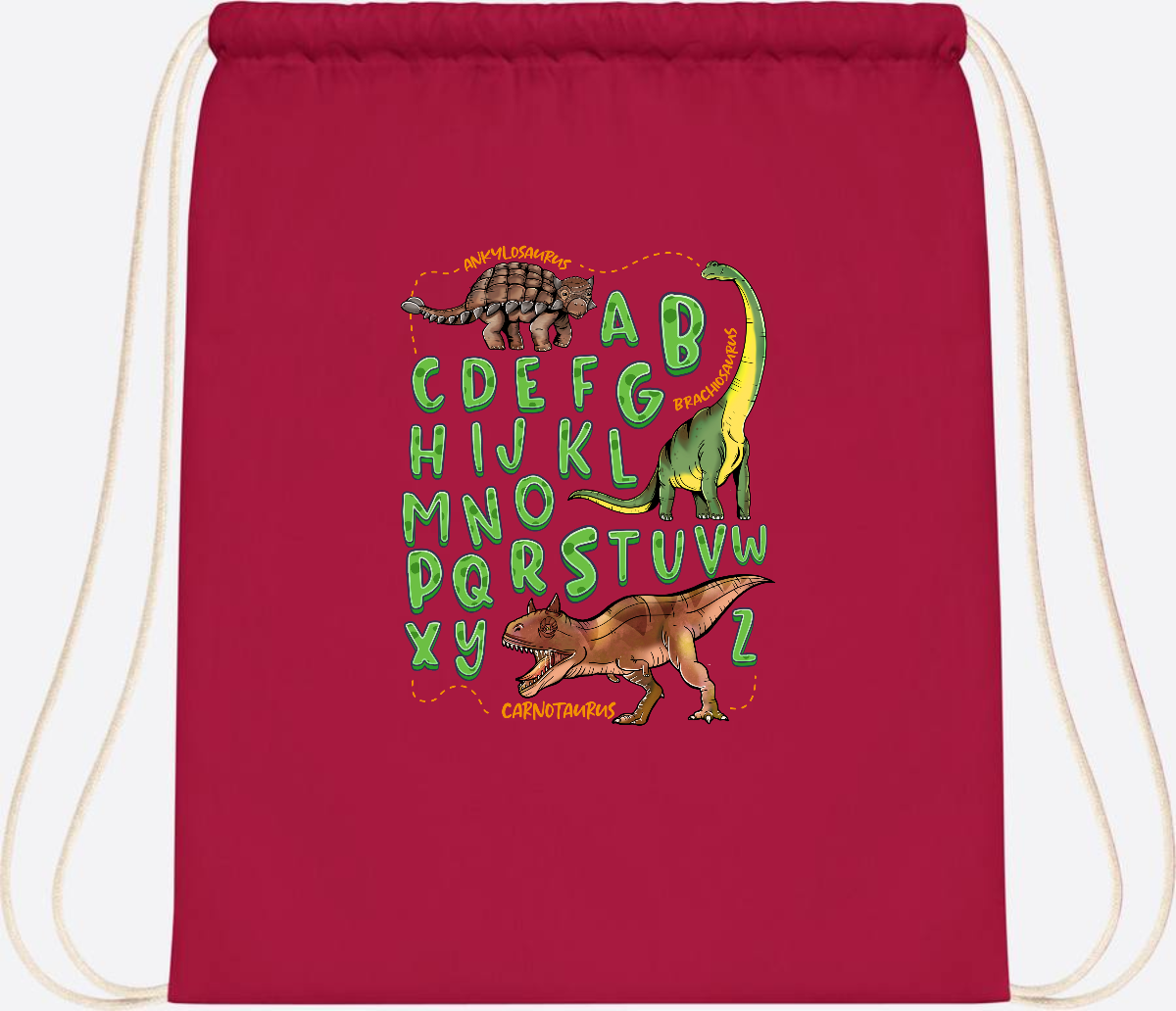 Turnbeutel Dino-Alphabet mit Namen – Geschenk zur Einschulung - Classic Red