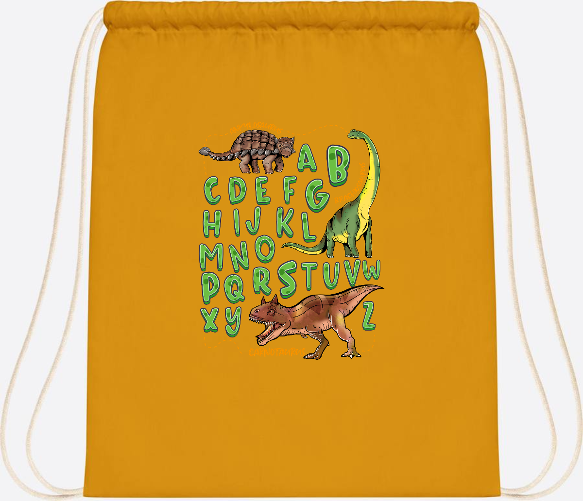 Turnbeutel Dino-Alphabet mit Namen – Geschenk zur Einschulung - Mustard