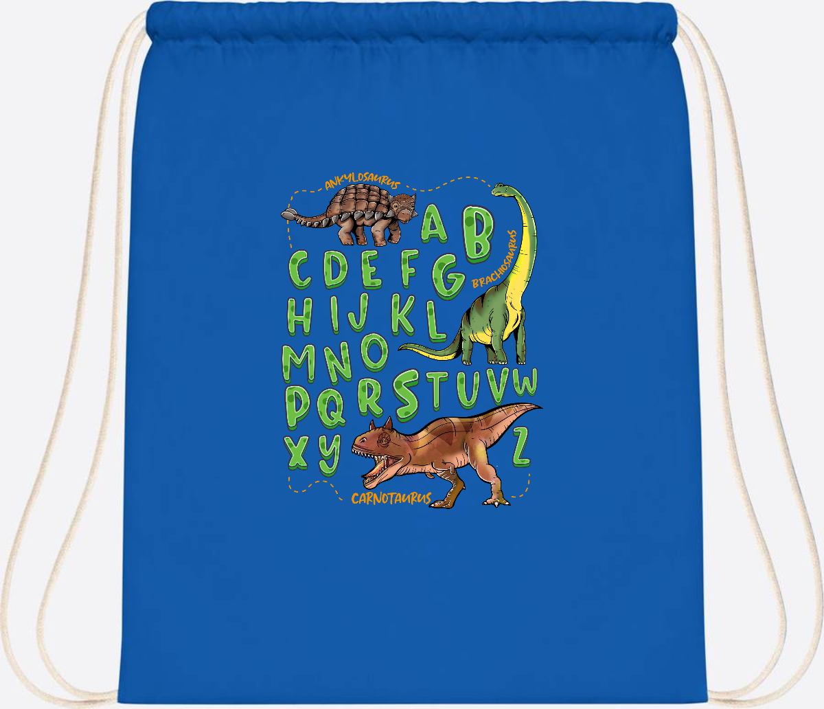Turnbeutel Dino-Alphabet mit Namen – Geschenk zur Einschulung - Sapphire Blue