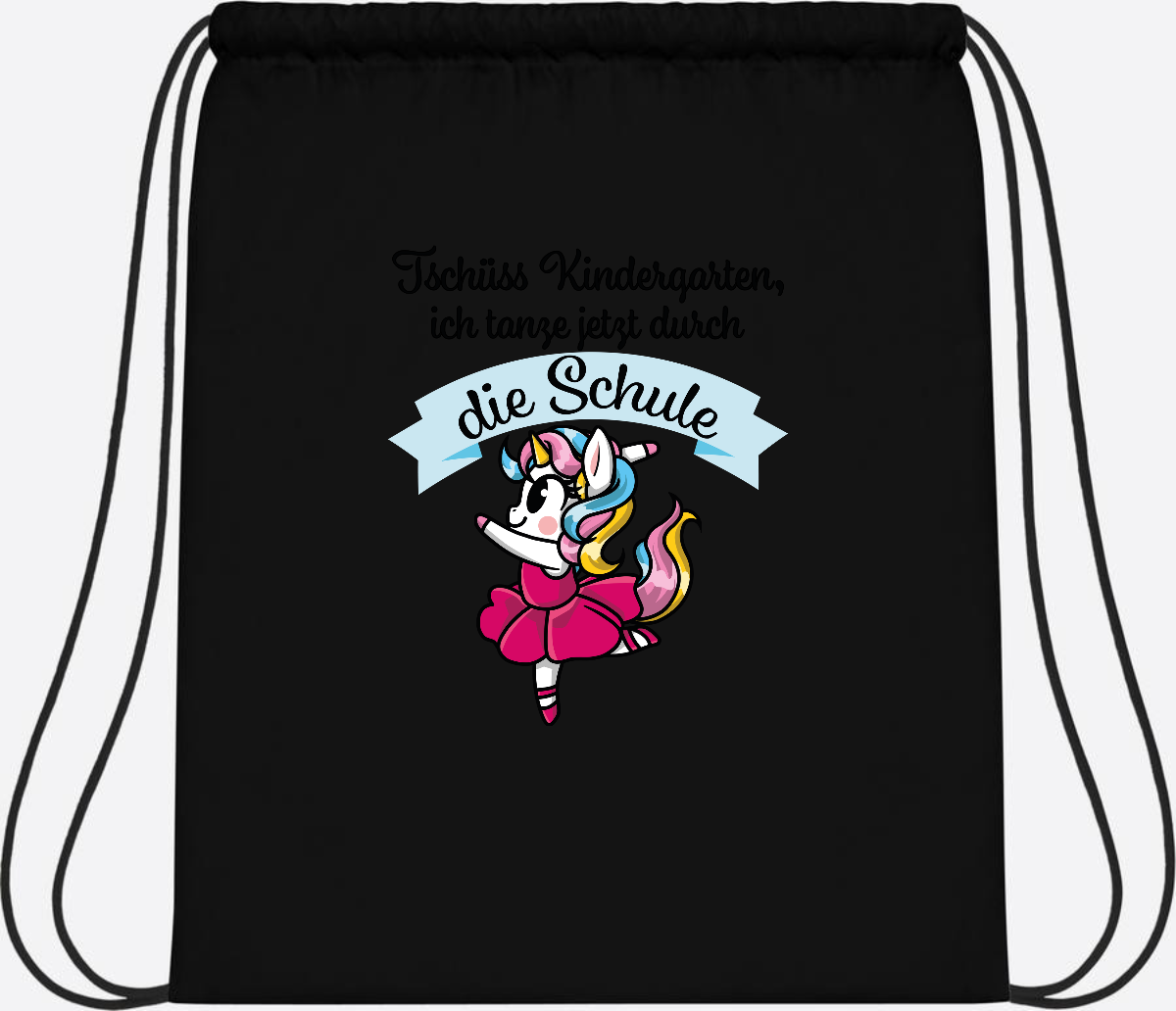 Turnbeutel Einhorn Ballett – Ich tanze in die Schule - Black/Black