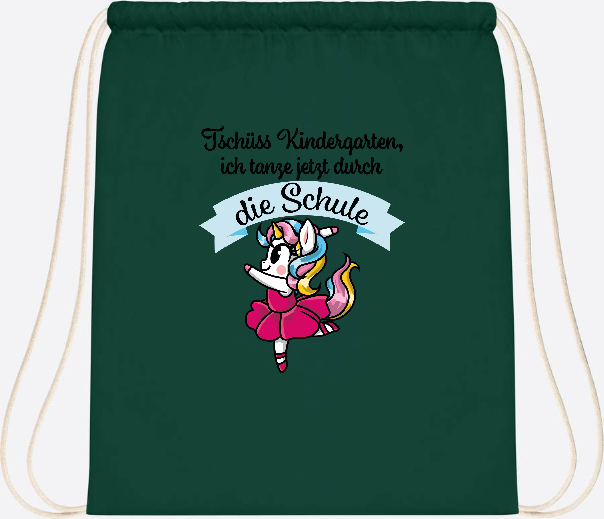 Turnbeutel Einhorn Ballett – Ich tanze in die Schule - Bottle Green