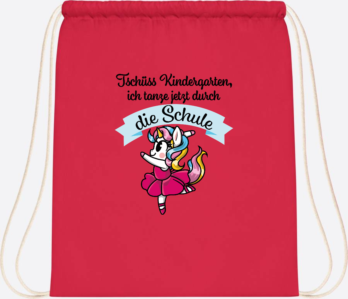 Turnbeutel Einhorn Ballett – Ich tanze in die Schule - Bright Red