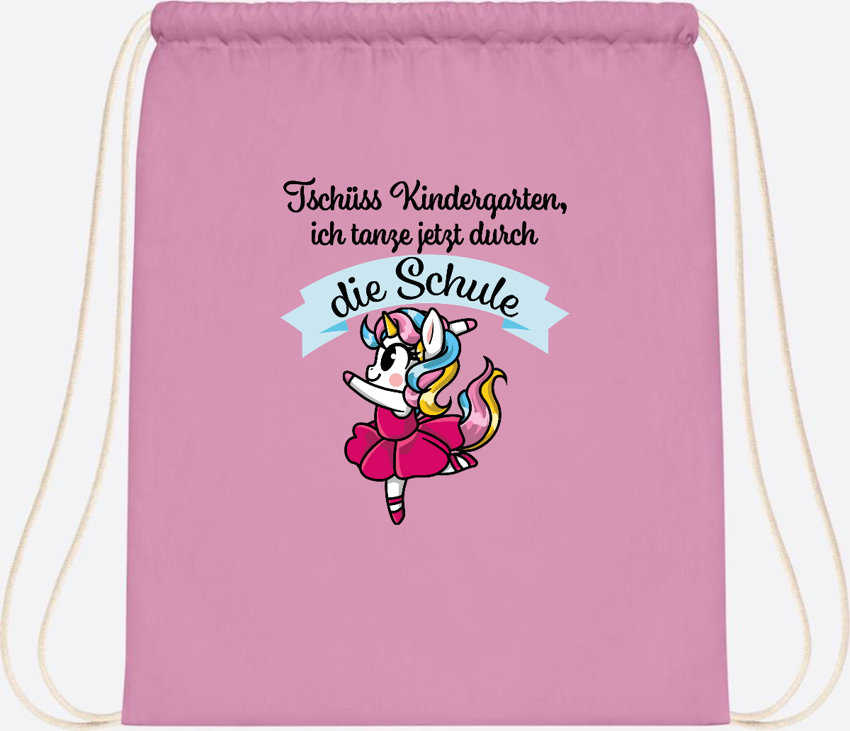 Turnbeutel Einhorn Ballett – Ich tanze in die Schule - Classic Pink/White