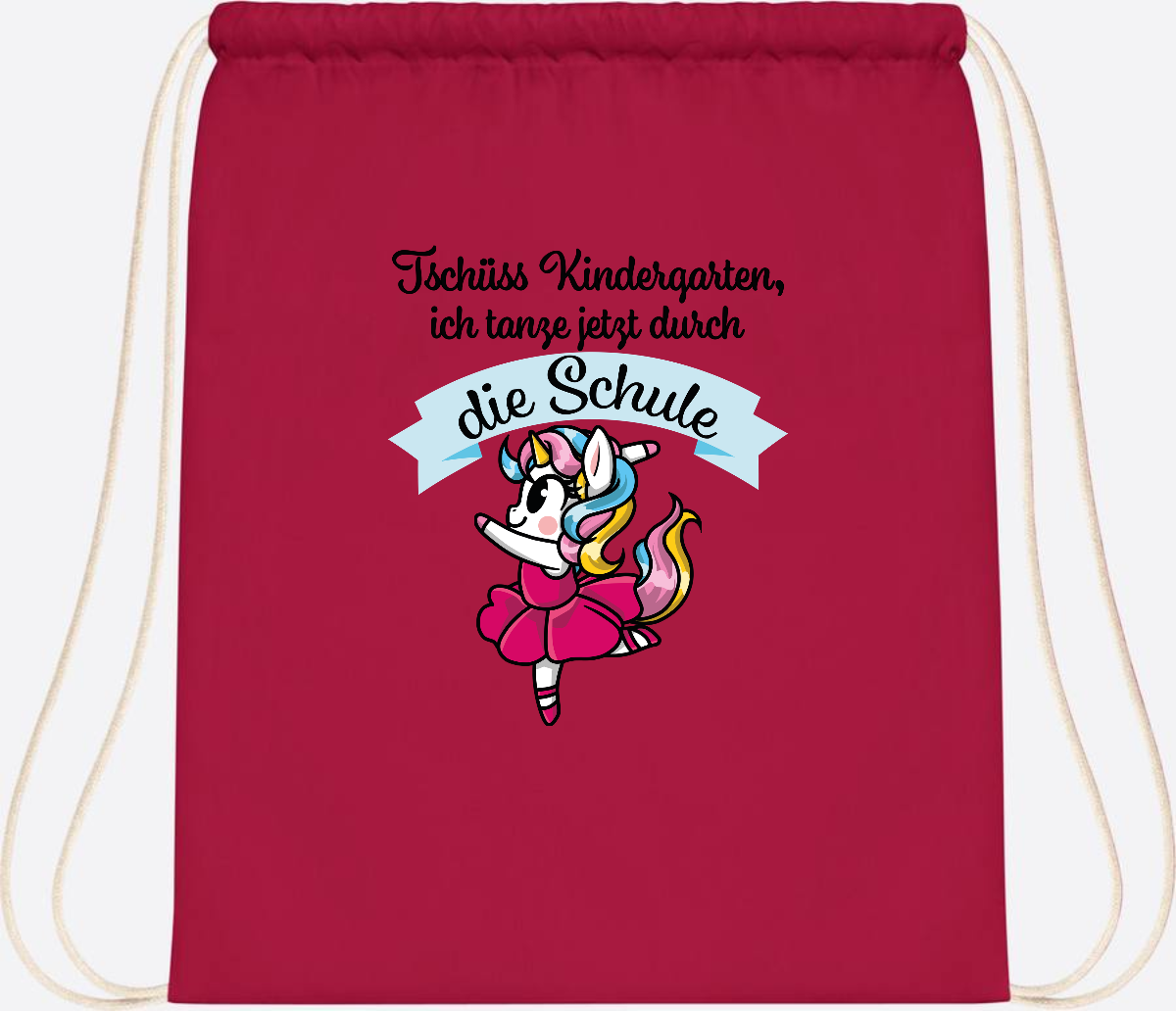 Turnbeutel Einhorn Ballett – Ich tanze in die Schule - Classic Red