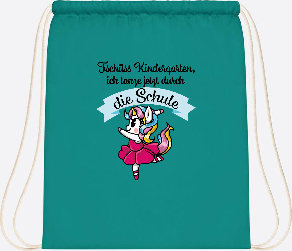 Turnbeutel Einhorn Ballett – Ich tanze in die Schule - Emerald