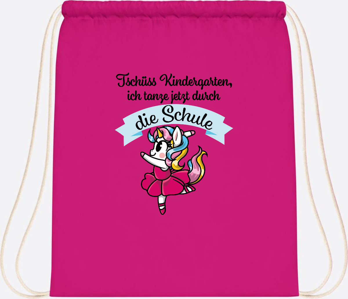 Turnbeutel Einhorn Ballett – Ich tanze in die Schule - Fuchsia