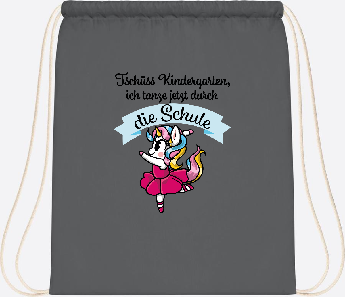 Turnbeutel Einhorn Ballett – Ich tanze in die Schule - Graphite Grey