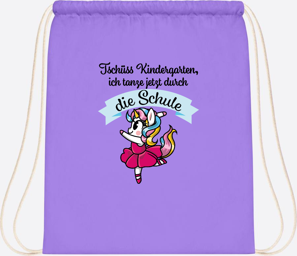 Turnbeutel Einhorn Ballett – Ich tanze in die Schule - Lavender/White