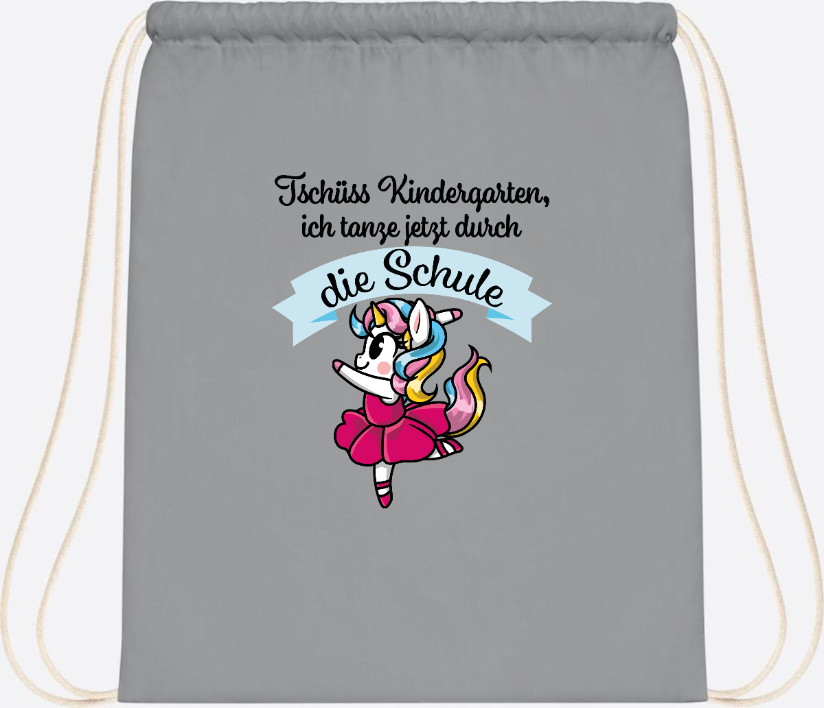 Turnbeutel Einhorn Ballett – Ich tanze in die Schule - Light Grey
