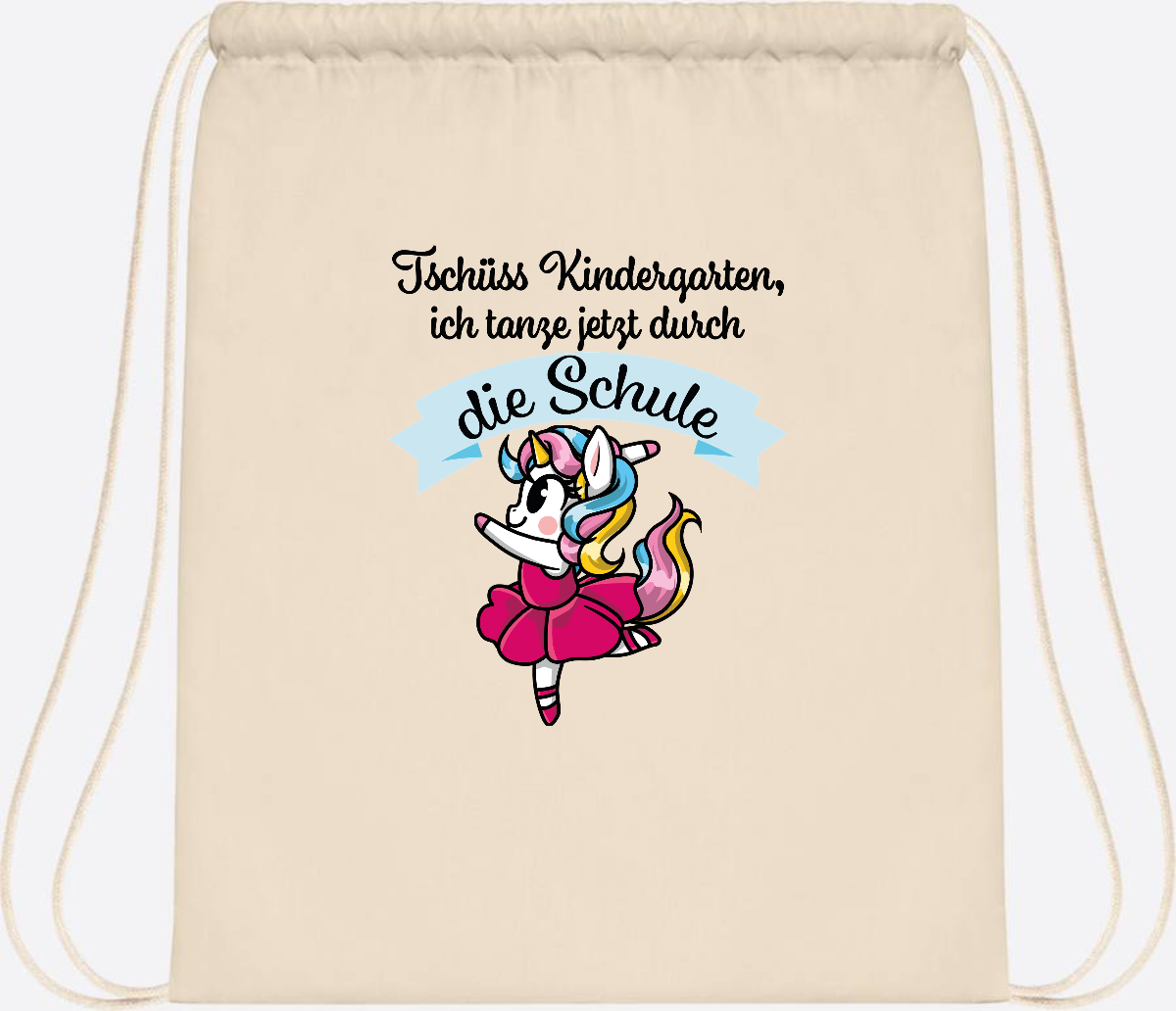 Turnbeutel Einhorn Ballett – Ich tanze in die Schule - Natural