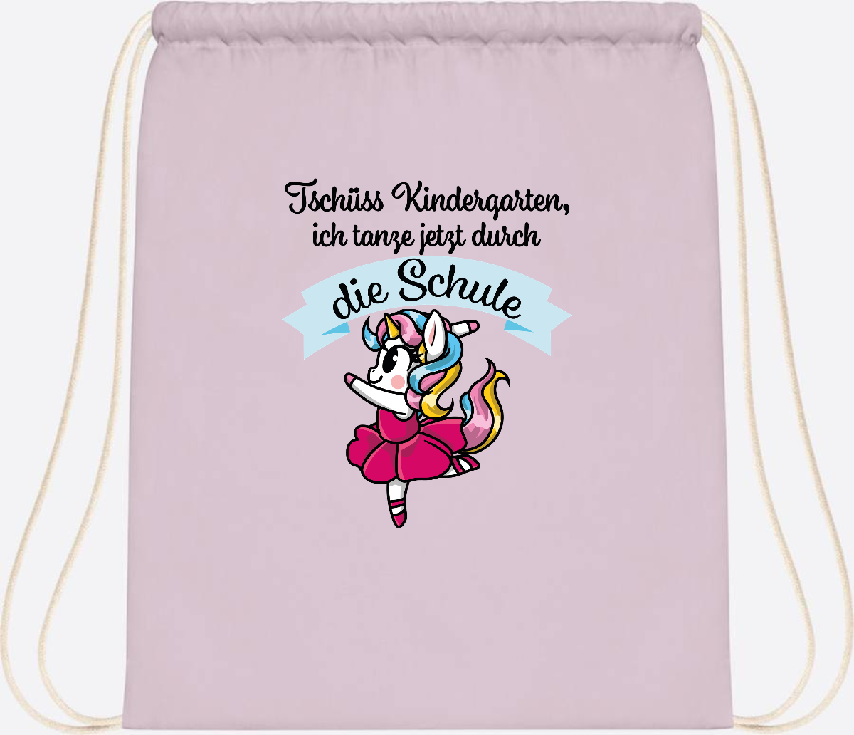 Turnbeutel Einhorn Ballett – Ich tanze in die Schule - Pastel Pink/White