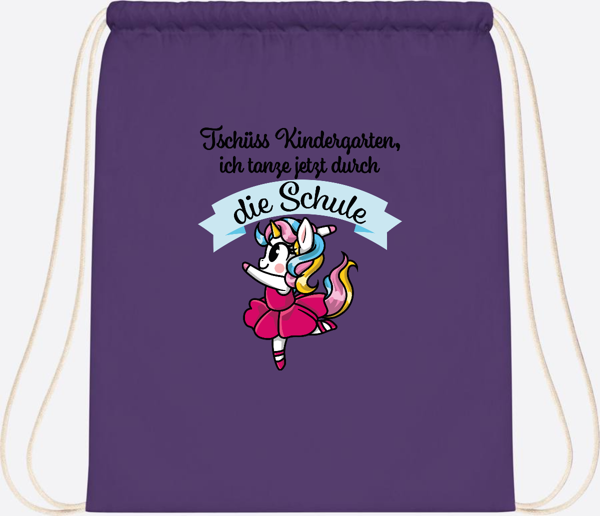 Turnbeutel Einhorn Ballett – Ich tanze in die Schule - Purple
