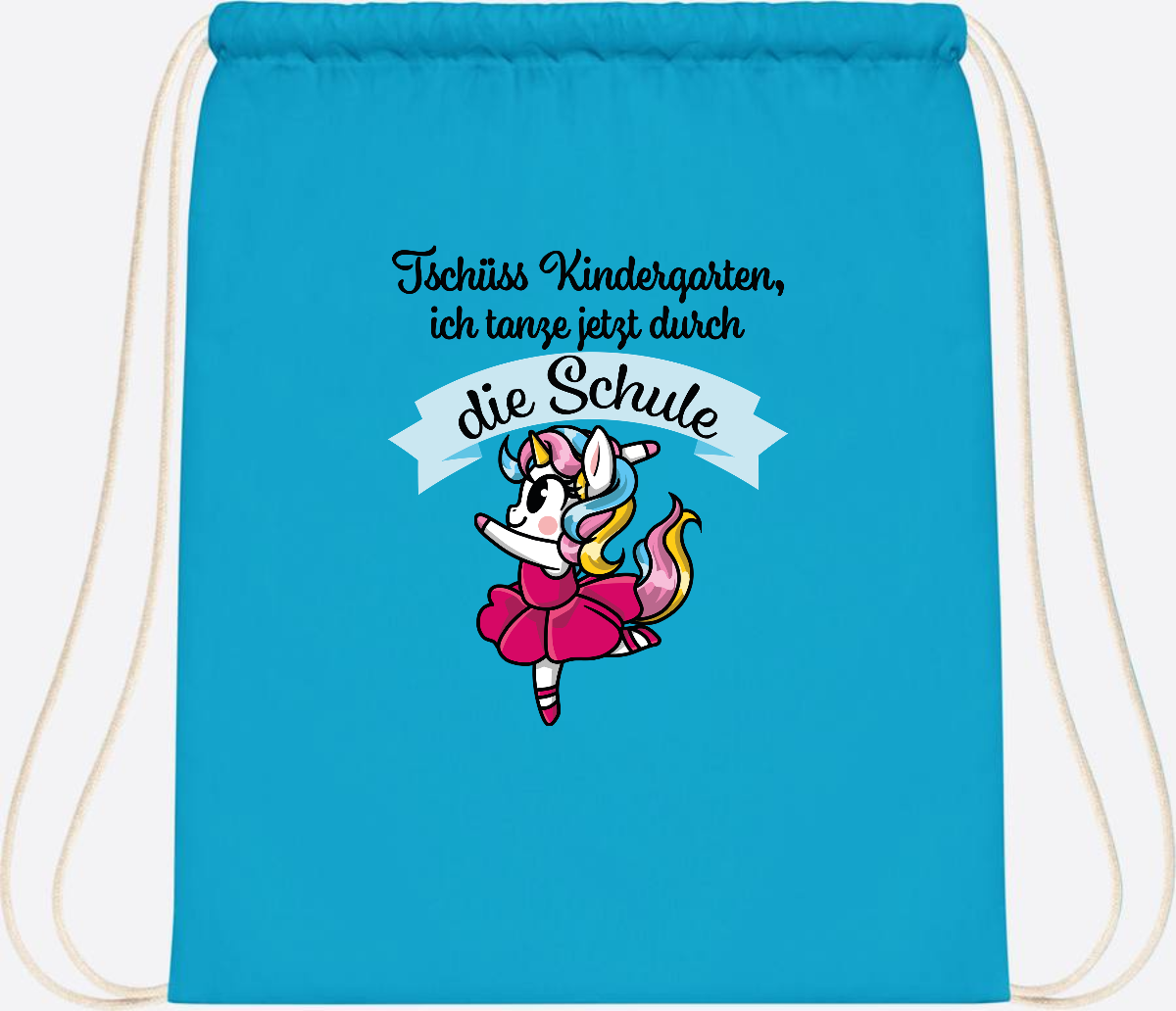 Turnbeutel Einhorn Ballett – Ich tanze in die Schule - Surf Blue