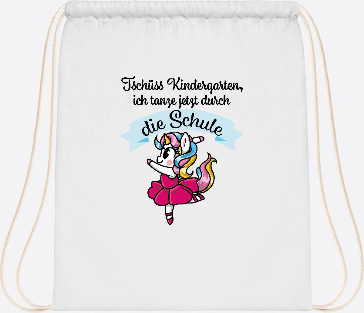 Turnbeutel Einhorn Ballett – Ich tanze in die Schule - White