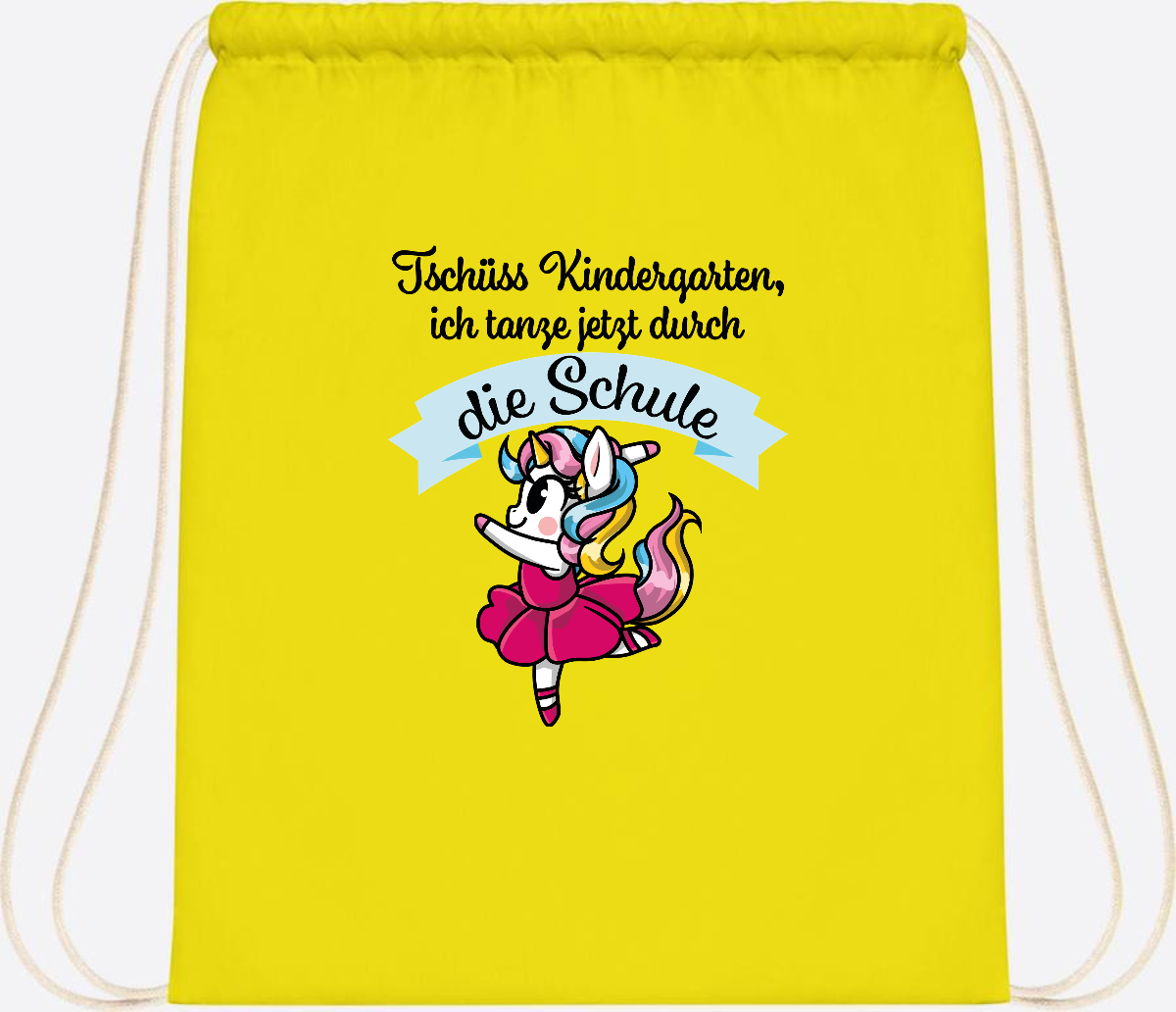 Turnbeutel Einhorn Ballett – Ich tanze in die Schule - Yellow