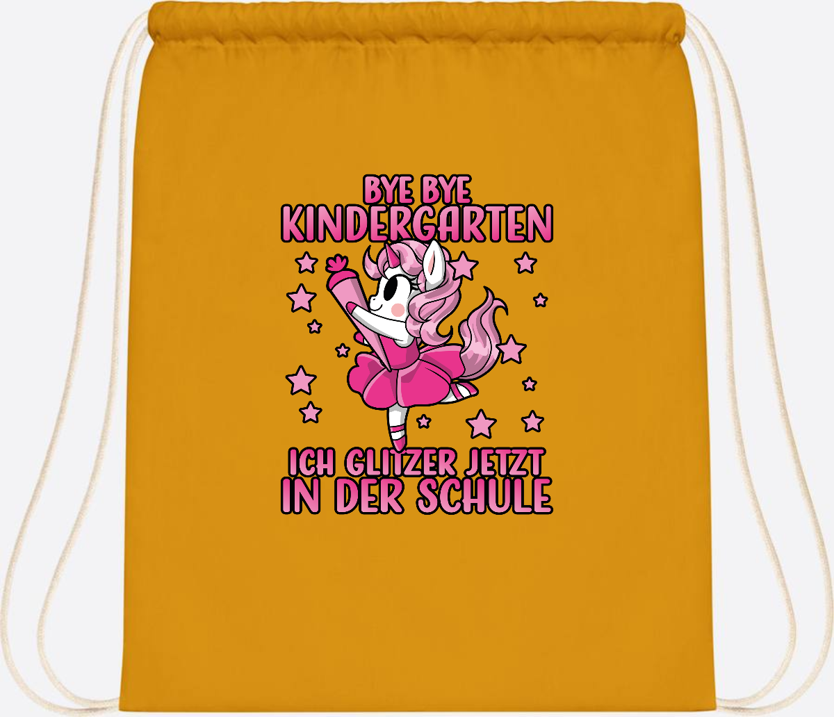 Turnbeutel Einhorn – Bye Bye Kindergarten, ich glitzer jetzt Pink - Mustard