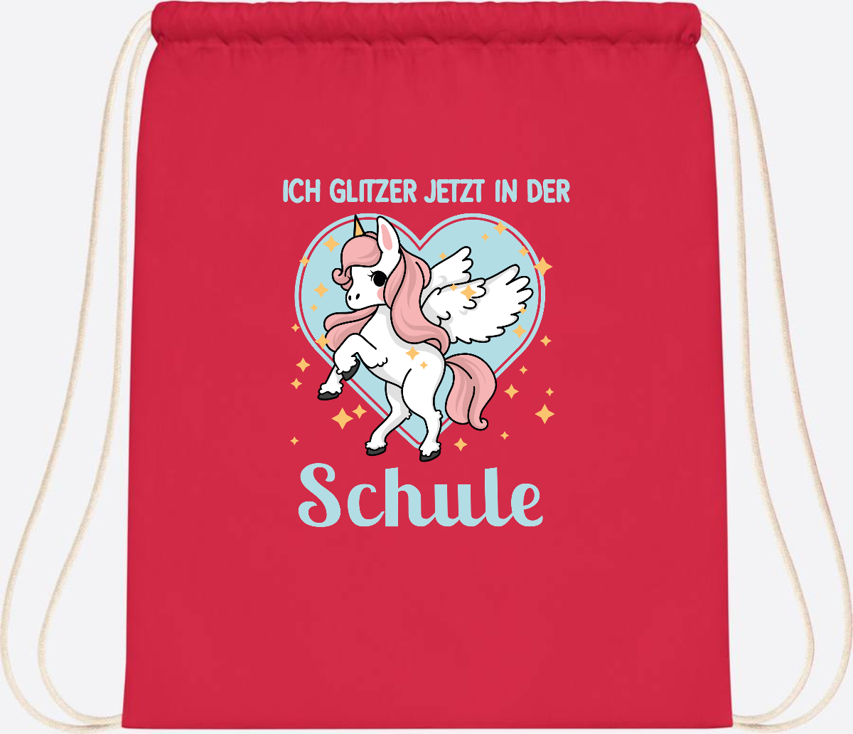Turnbeutel Einhorn: Ich glitzer in der Schule - mit Wunschnamen - Bright Red