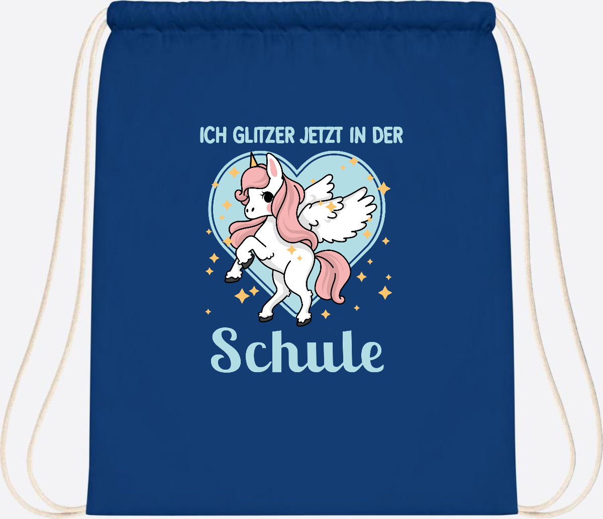 Turnbeutel Einhorn: Ich glitzer in der Schule - mit Wunschnamen - Bright Royal
