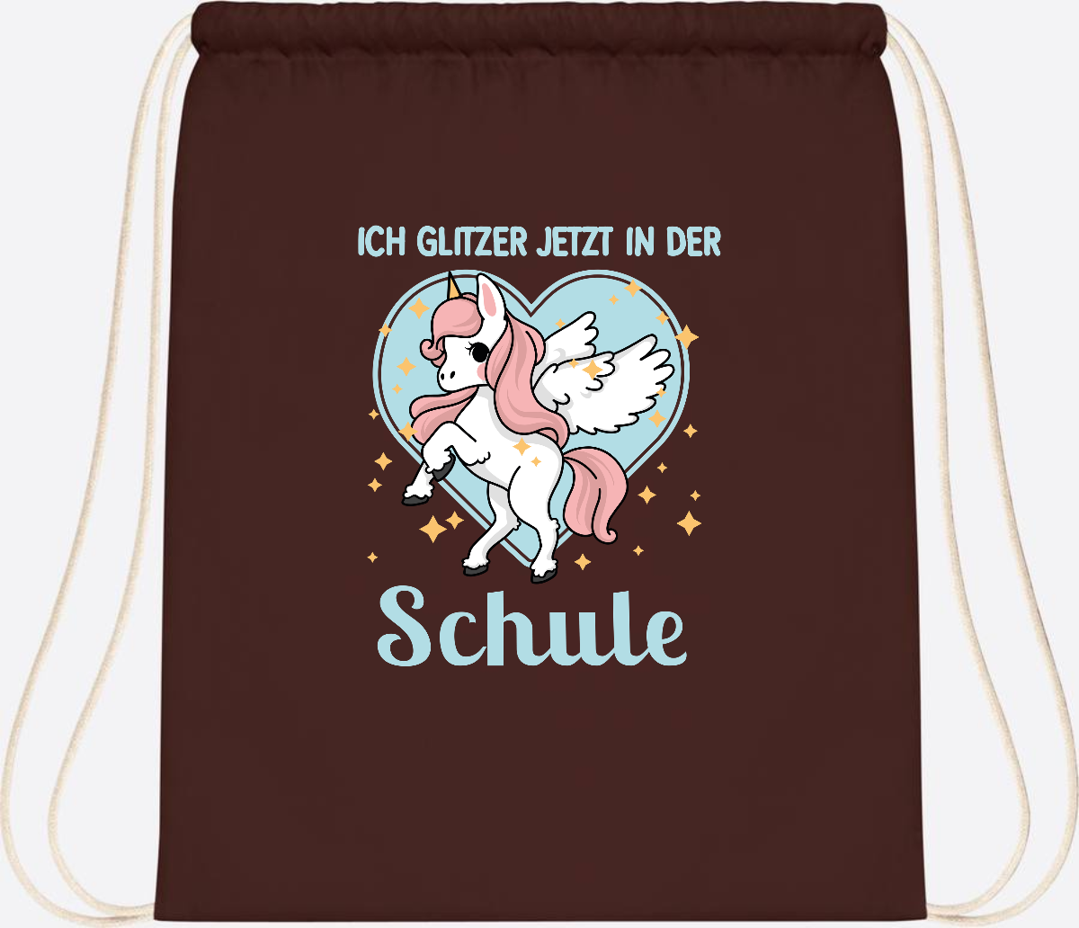 Turnbeutel Einhorn: Ich glitzer in der Schule - mit Wunschnamen - Chocolate