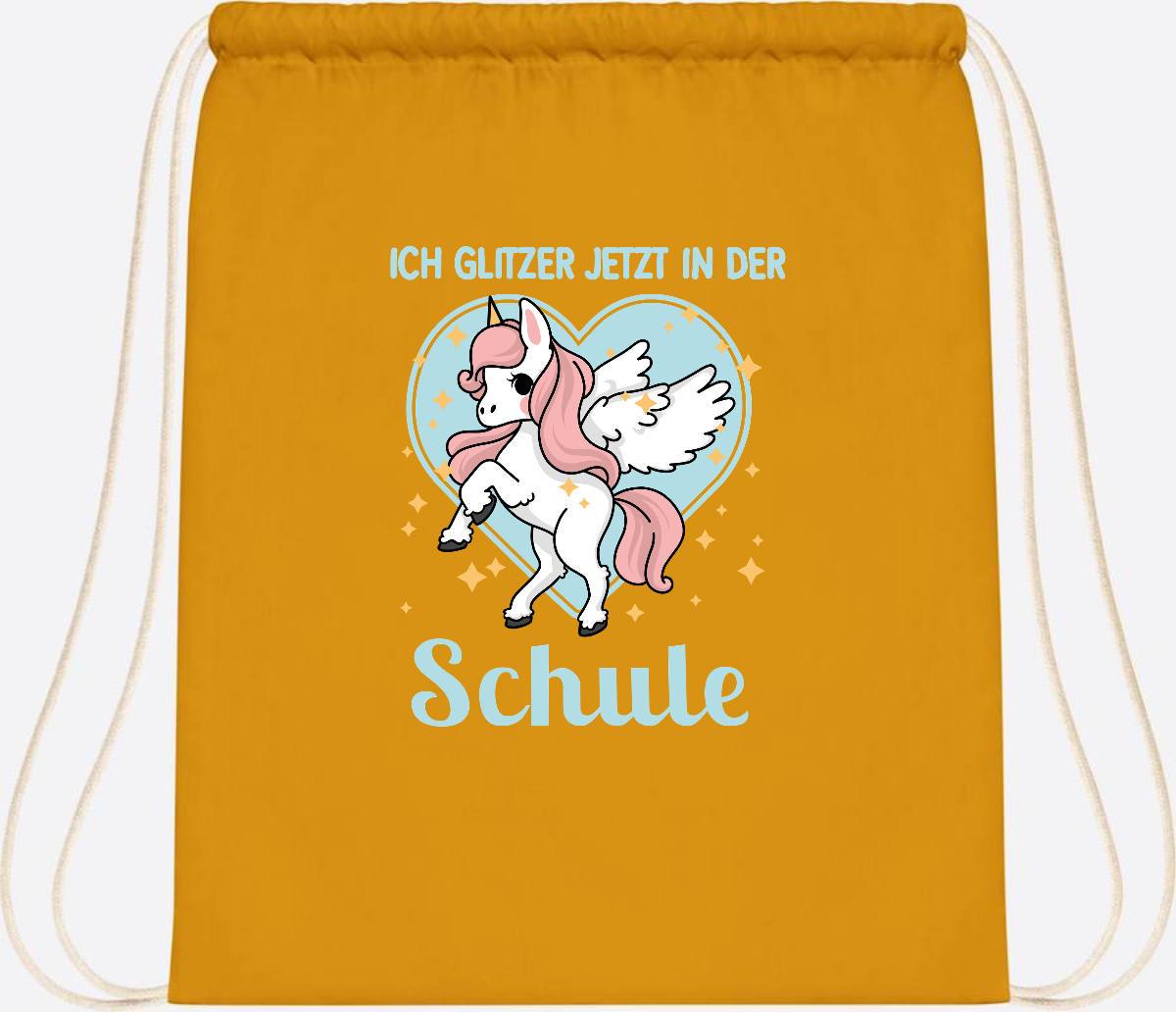 Turnbeutel Einhorn: Ich glitzer in der Schule - mit Wunschnamen - Mustard